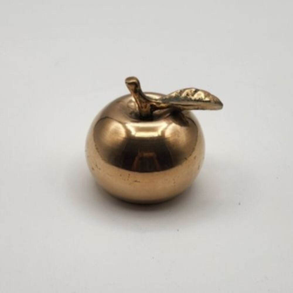 Brass Apple Bell  With One Leaf 2.5” Wide X 2.5” High MCM